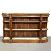 Victorian burr walnut credenza bookcase,