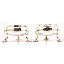 Pair of George II silver salts,