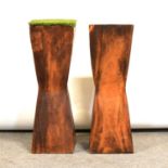 Pair of modern hardwood pedestals,