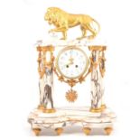 Louis Philippe style marble and gilt metal portico clock,