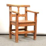 Provincial painted pine elbow chair, probably Irish,