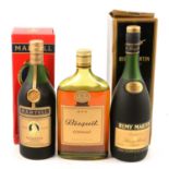 Three bottles of assorted Champagne Cognac