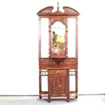 Reproduction walnut hall stand,