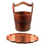 Chinese water bucket; and Newlyn style copper tray