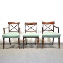 Matched set of six late Georgian mahogany dining chairs,