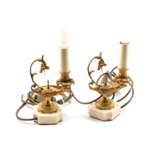 Pair of gilt metal table lamps,