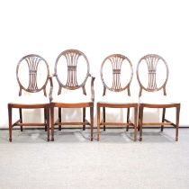 Set of eight Hepplewhite style mahogany dining chairs,