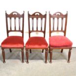 Set of four Victorian walnut dining chairs, and a stool,