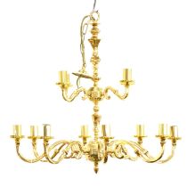 Reproduction brass two-heights chandelier,