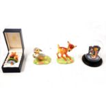 Four Royal Doulton, Halcyon Days and Goebel Disney and other figurines.