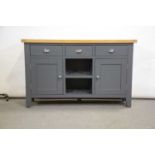 A suite of part painted and oak furniture,