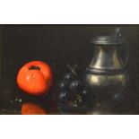 Zander, Still life of tomato, grapes and jug.