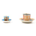 A 19th century Sevres 'Bleu Celeste' coffee can and saucer, and another coffee can and saucer.