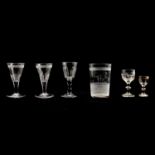 Collection of six assorted antique shot & wine glasses