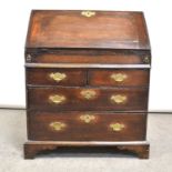 George III country made oak bureau,