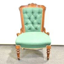 Victorian inlaid walnut nursing chair,