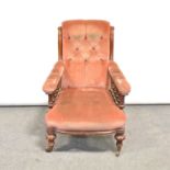 Victorian mahogany easy chair,