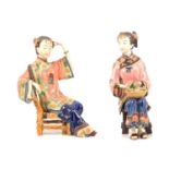 Pair of Chinese porcelain seated Geisha figures