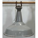 Vintage Benjamin 'Crysteel' enmelled industrial factory pendant lamp