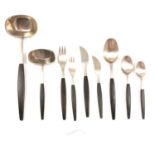 Svensk Gense Swedish ebony and stainless-steel cutlery set,