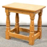 Arts & Crafts oak stool, by Robert 'Mouseman' Thompson of Kilburn.