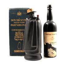 1960 Grahams vintage port, and a Sandeman Ltd edition decanter containing Port