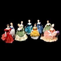 Nine Royal Doulton figurines.
