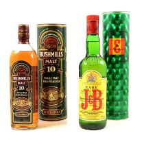Bushmills 10yo Irish whiskey and a bottle of J&B Blend Spanish market