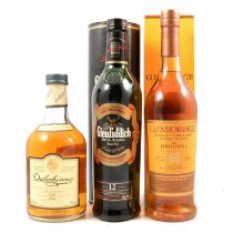 Three bottles of assorted single malt Scotch whisky