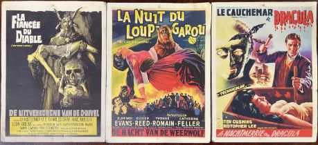 Three Belgian lobby cards, Hammer Horror, 1960s