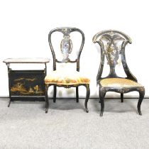 Small collection of Victorian paper mache and inlaid furniture,