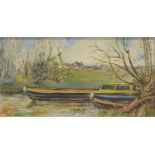 Local interest - John Voss, Narrowboats on a canal.