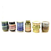 Collection of Iden pottery, Rye Sussex, decorative vases, beakers, etc.