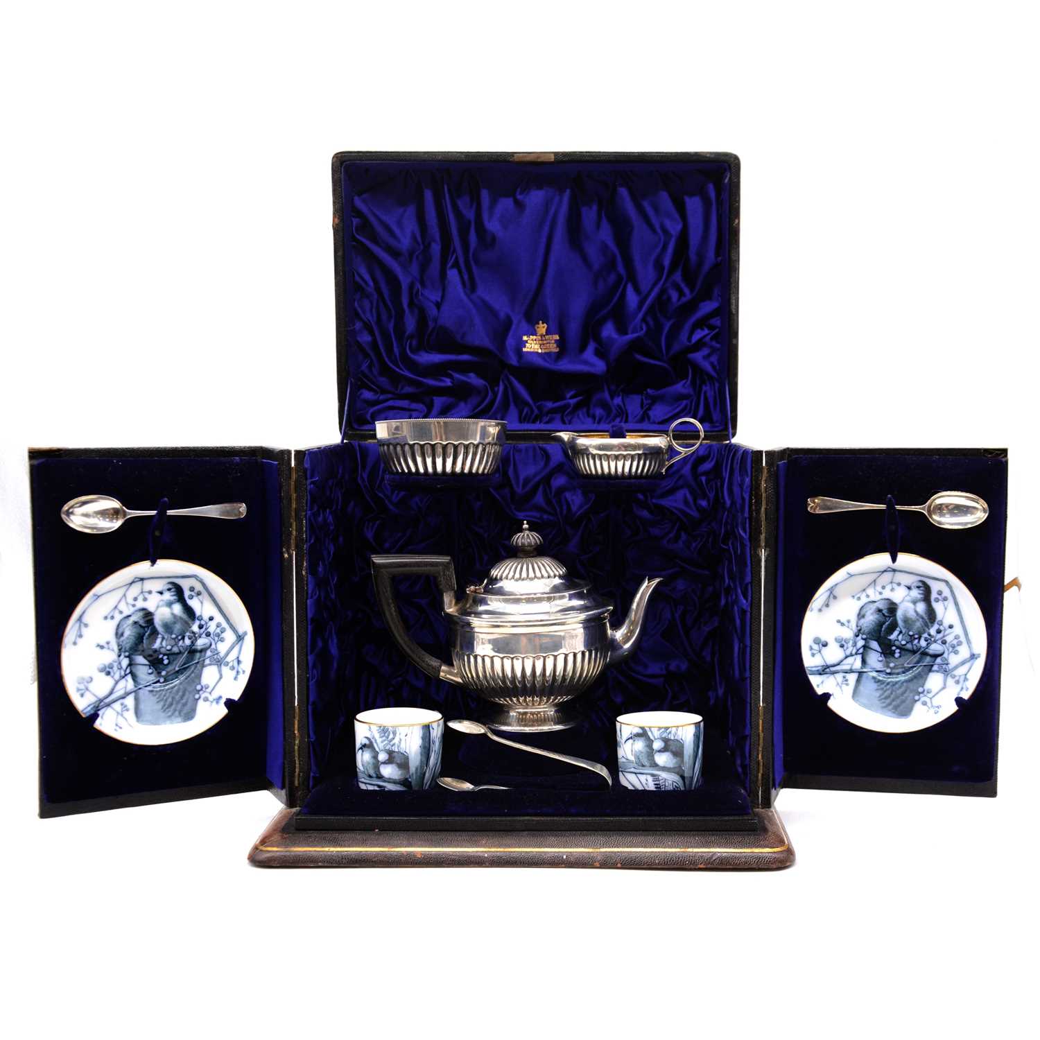 Mappin & Webb cased tea for two set,