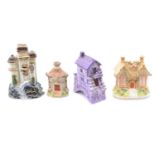 Small collection of pottery cottage pastille burners,