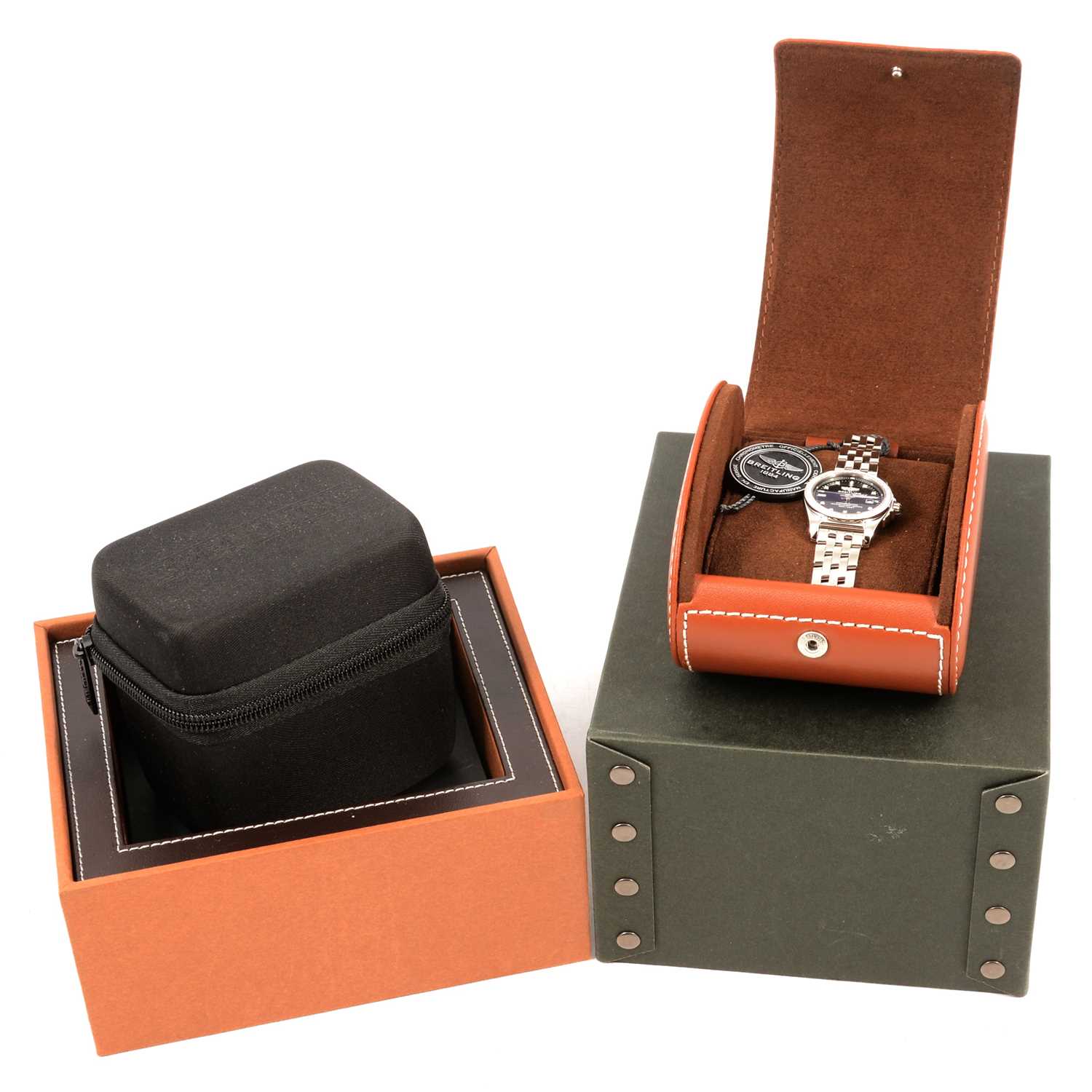 Breitling - a lady's Galactic 29 wristwatch with diamond set bezel.