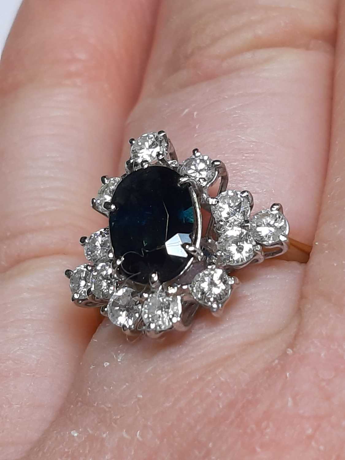 A sapphire and diamond cluster ring. - Image 5 of 7