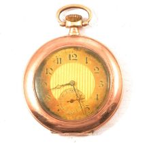 A 9 carat rose gold open face pocket watch.