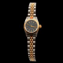 Rolex - a lady's two tone Oyster Perpetual automatic wristwatch.