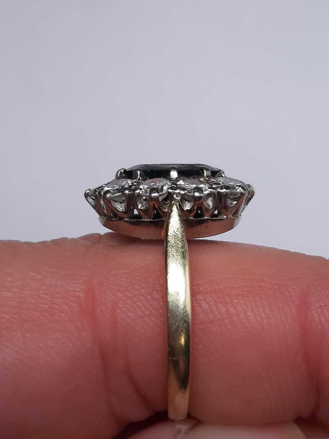A sapphire and diamond oval cluster ring, - Image 4 of 5