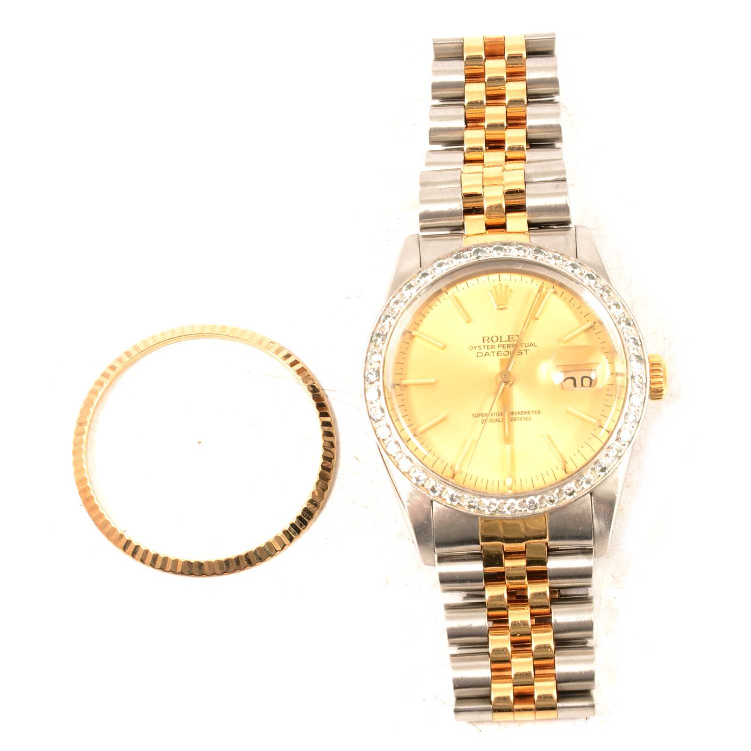 Rolex - a gentleman's/lady's Oyster Perpetual Datejust two tone wristwatch.