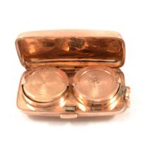 George V 9ct gold double Sovereign coin case,