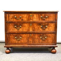 Early 18th century walnut chest of drawers,