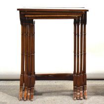 Nest of modern mahogany quartetto tables,
