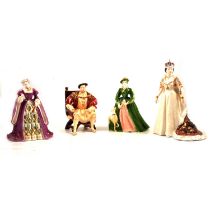 Wedgwood King Henry VIII and his six wives, and Royal Worcester Queen Elizabeth II.