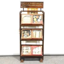 Huntley & Palmers Biscuits advertising stand and six biscuit tins,