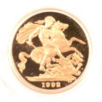 Elizabeth II gold proof Sovereign coin,