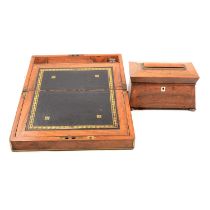 Victorian walnut writing slope and a rosewood tea caddy,