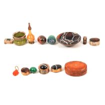 Hardstone and silver small bowl, hardstone egg, pill boxes, etc.,