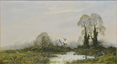 John Caesar Smith, Mallards over a pond,